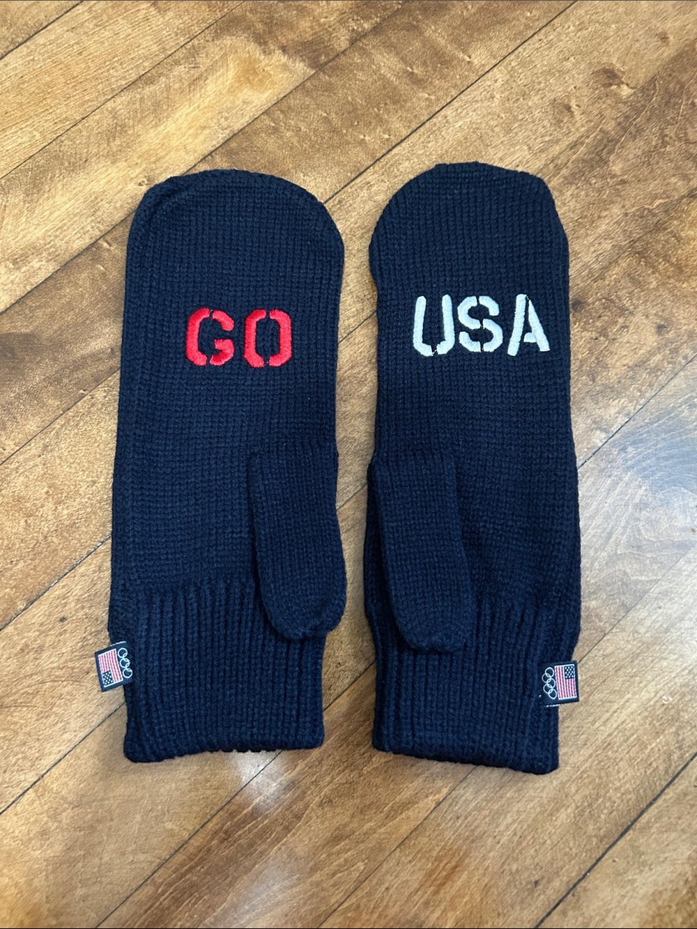 Blue Knit Team USA Olympic GO USA Mittens - Winter Gloves